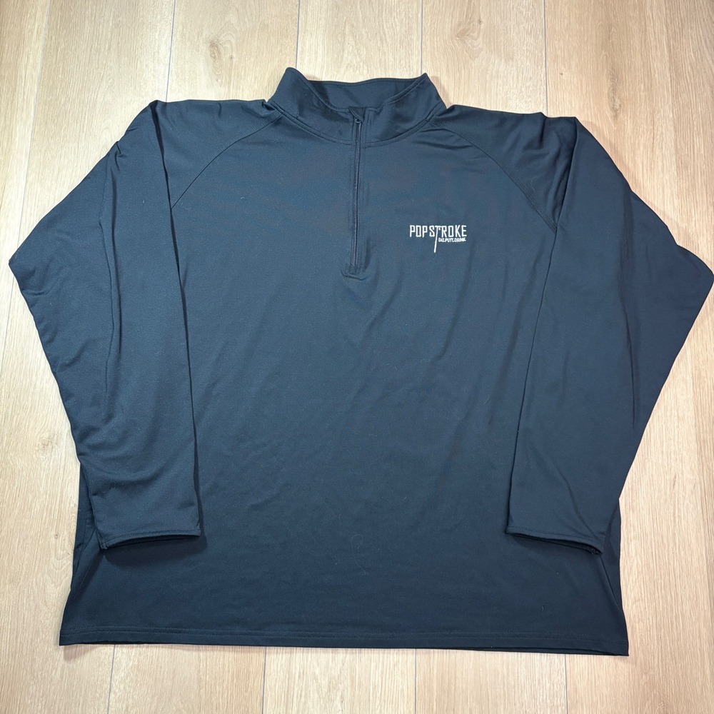 PopStroke Golf Mens 3XL Black Quarter Zip Pullover Long Sleeve Shirt Tiger Woods